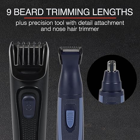 Remington Rechargeable Beard Trimmer Kit for Mustaches, Nose Hair, and Light Detailing and Grooming with Bonus Battery Nose Trimmer