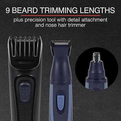 Remington Rechargeable Beard Trimmer Kit for Mustaches, Nose Hair, and Light Detailing and Grooming with Bonus Battery Nose Trimmer
